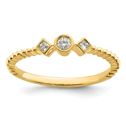 0.10ct. CZ Solid Real 14k Polish Scalloped Wedding Band Ring Petite Round Complete Dia Ring