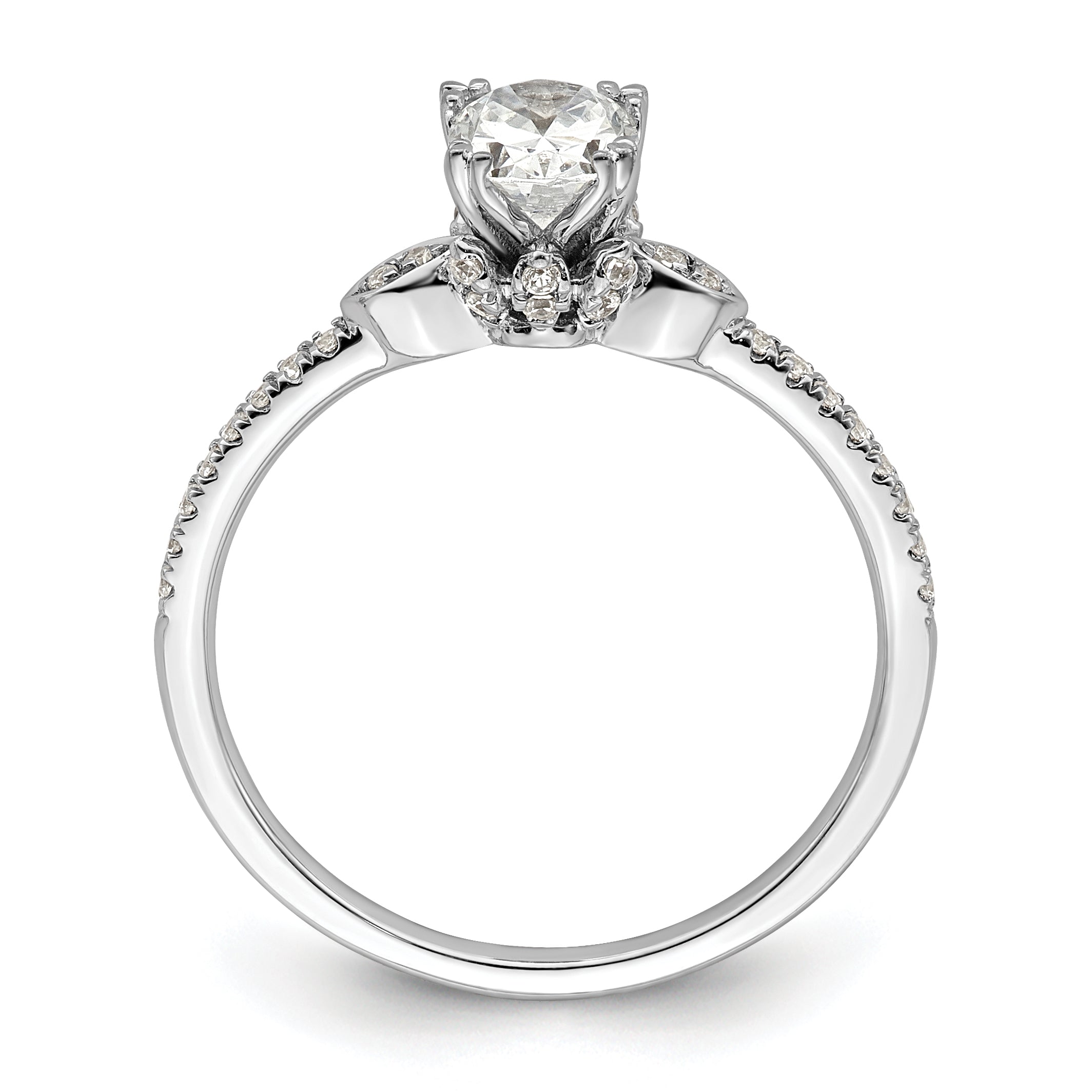 0.50ct. CZ Solid Real 14k White Polish 1/2ct Oval Engagement Dia Ring