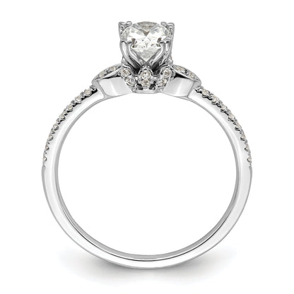 0.50ct. CZ Solid Real 14k White Polish 1/2ct Oval Engagement Dia Ring