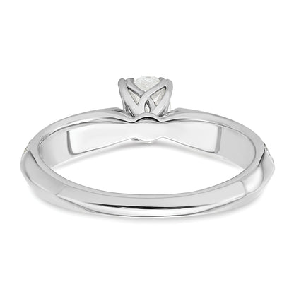 0.50ct. CZ Solid Real 14k White Polish 1/2ct Oval Engagement Dia Ring