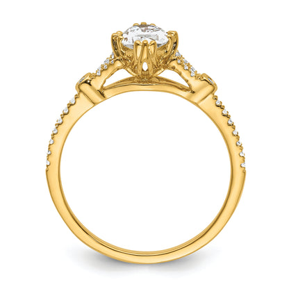 0.50ct. CZ Solid Real 14k Polish 1/2ct Oval Engagement Dia Ring