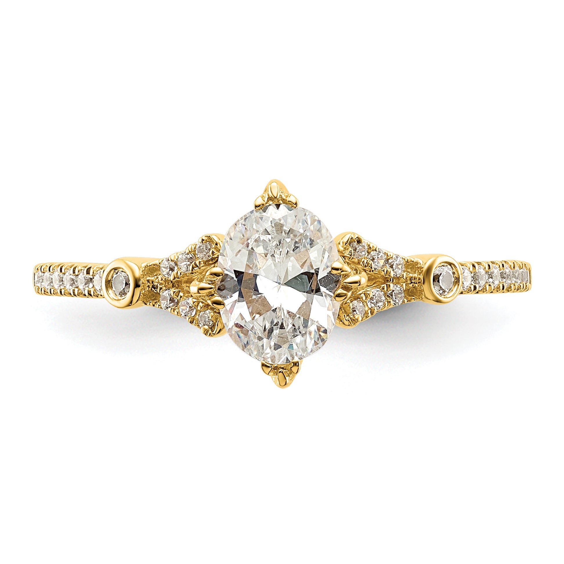 0.50ct. CZ Solid Real 14k Polish 1/2ct Oval Engagement Dia Ring