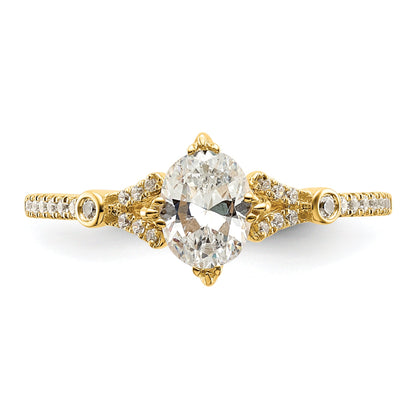 0.50ct. CZ Solid Real 14k Polish 1/2ct Oval Engagement Dia Ring