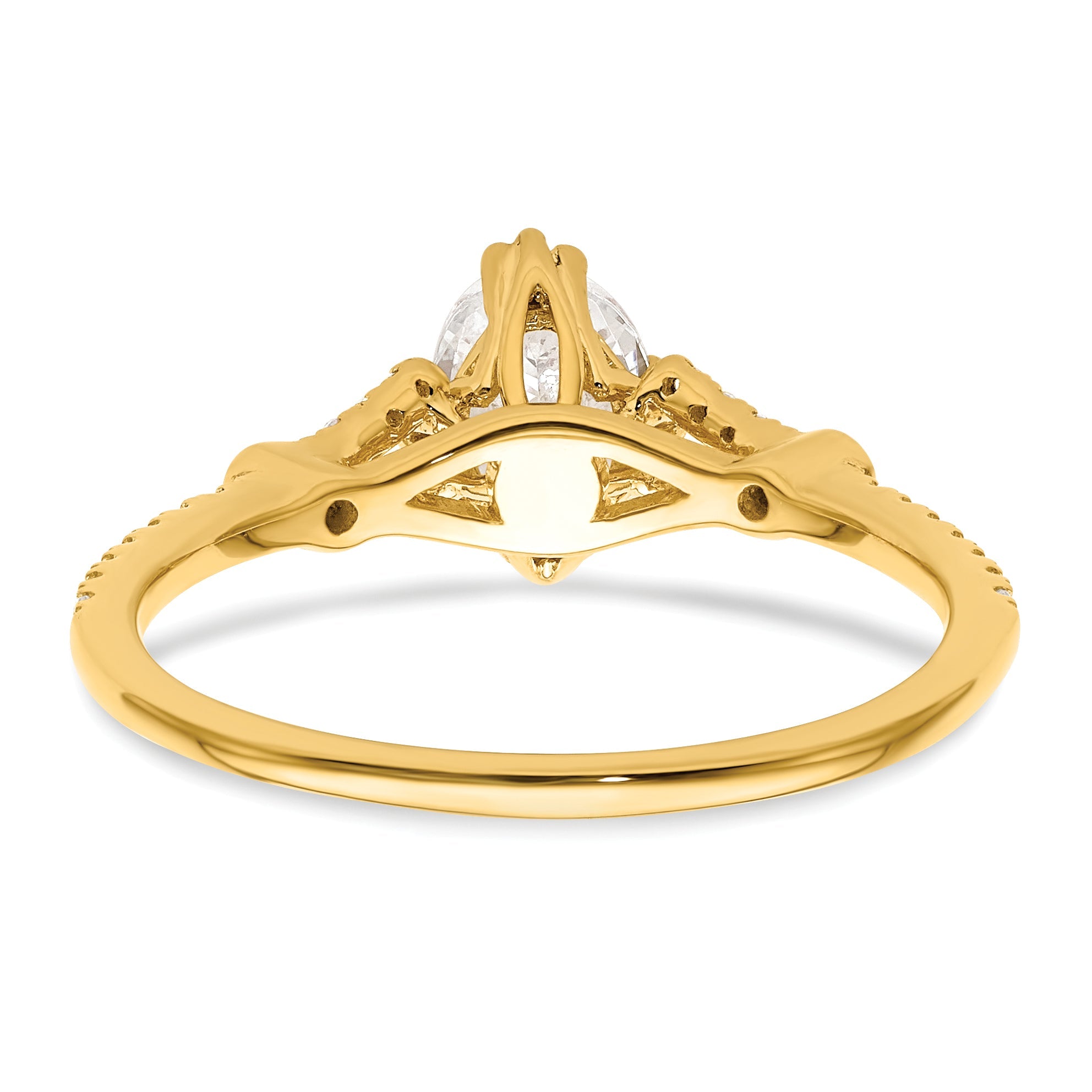 0.50ct. CZ Solid Real 14k Polish 1/2ct Oval Engagement Dia Ring