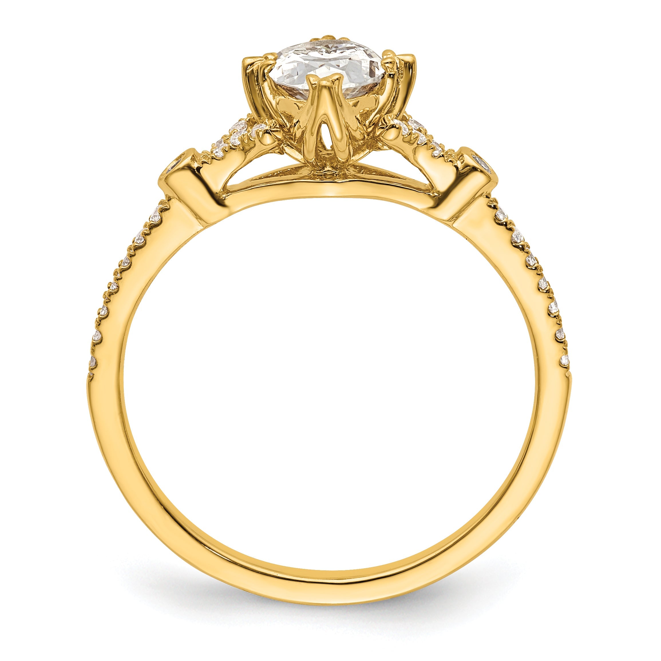 0.75ct. CZ Solid Real 14k Polish 3/4ct Oval Engagement Dia Ring