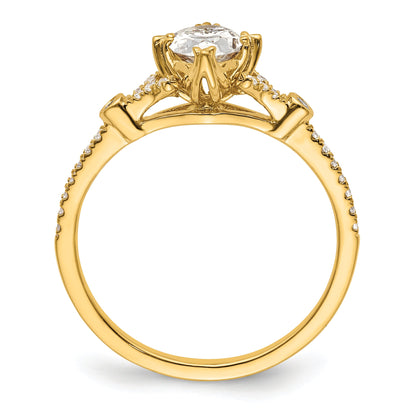 0.75ct. CZ Solid Real 14k Polish 3/4ct Oval Engagement Dia Ring