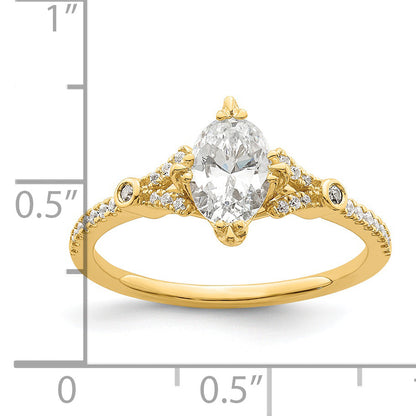 0.75ct. CZ Solid Real 14k Polish 3/4ct Oval Engagement Dia Ring