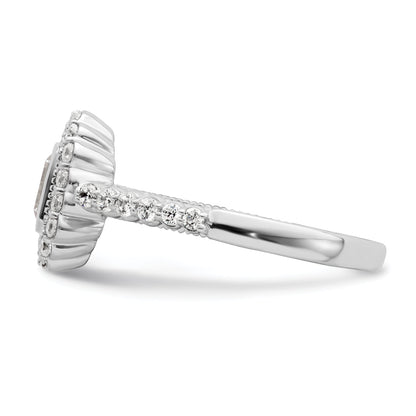 0.50ct. CZ Solid Real 14k White Polish Halo 1/2ct Asscher Bezel Dia Ring