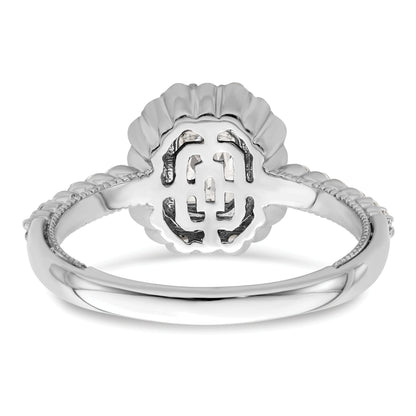 0.50ct. CZ Solid Real 14k White Polish Halo 1/2ct Asscher Bezel Dia Ring