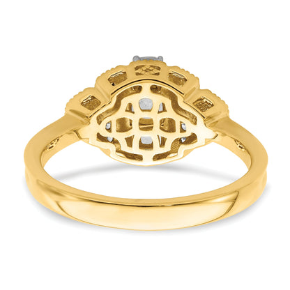 0.33ct. CZ Solid Real 14k Polished Art Deco .33ct Cushion Ctr Dia Engagement Ring