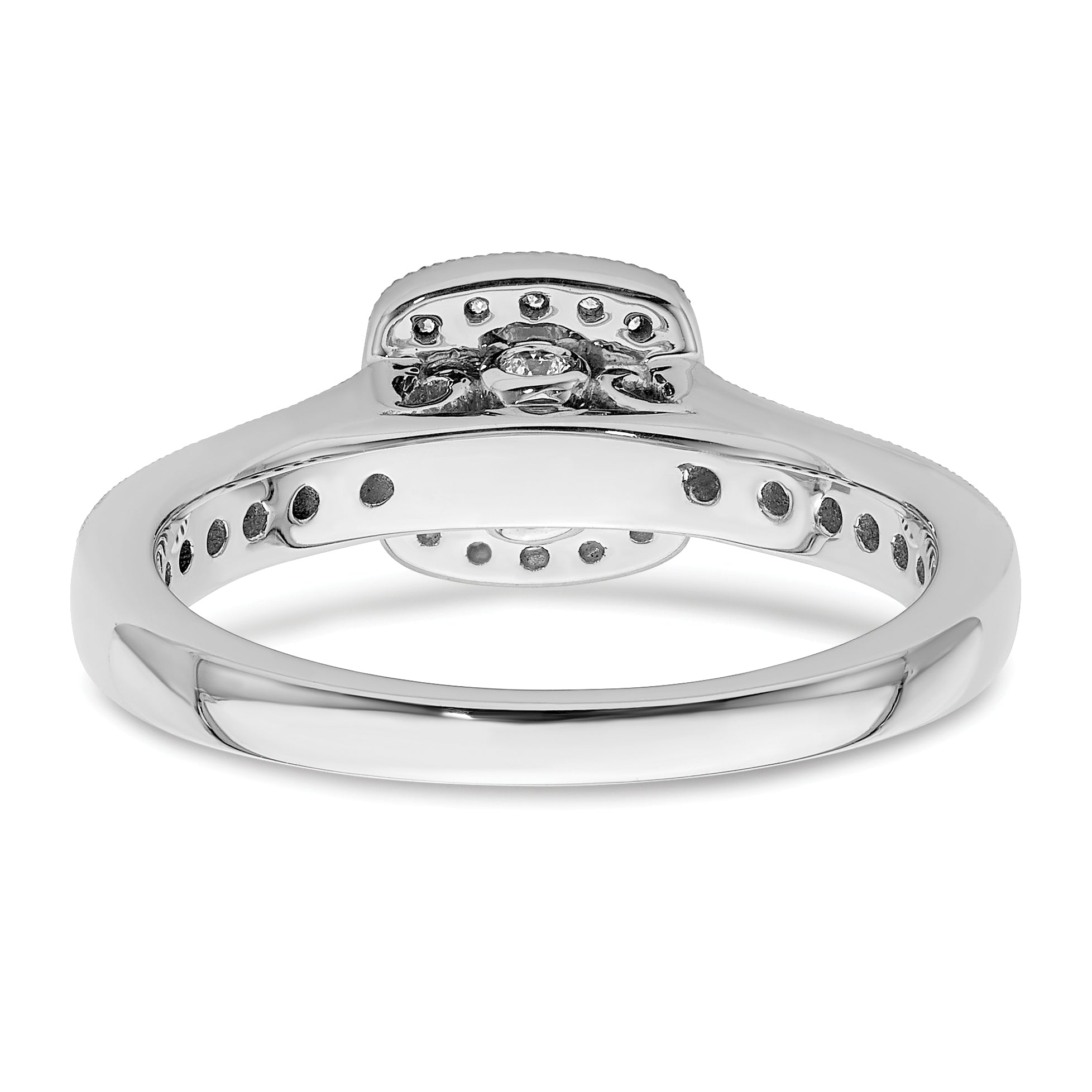 0.50ct. CZ Solid Real 14K White Gold  Square Halo Round Dia. Engage Ring
