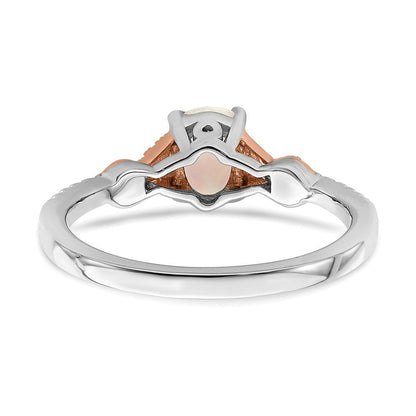 14k two tone gold polished oval opal real diamond ring rm8423 op 075 wra
