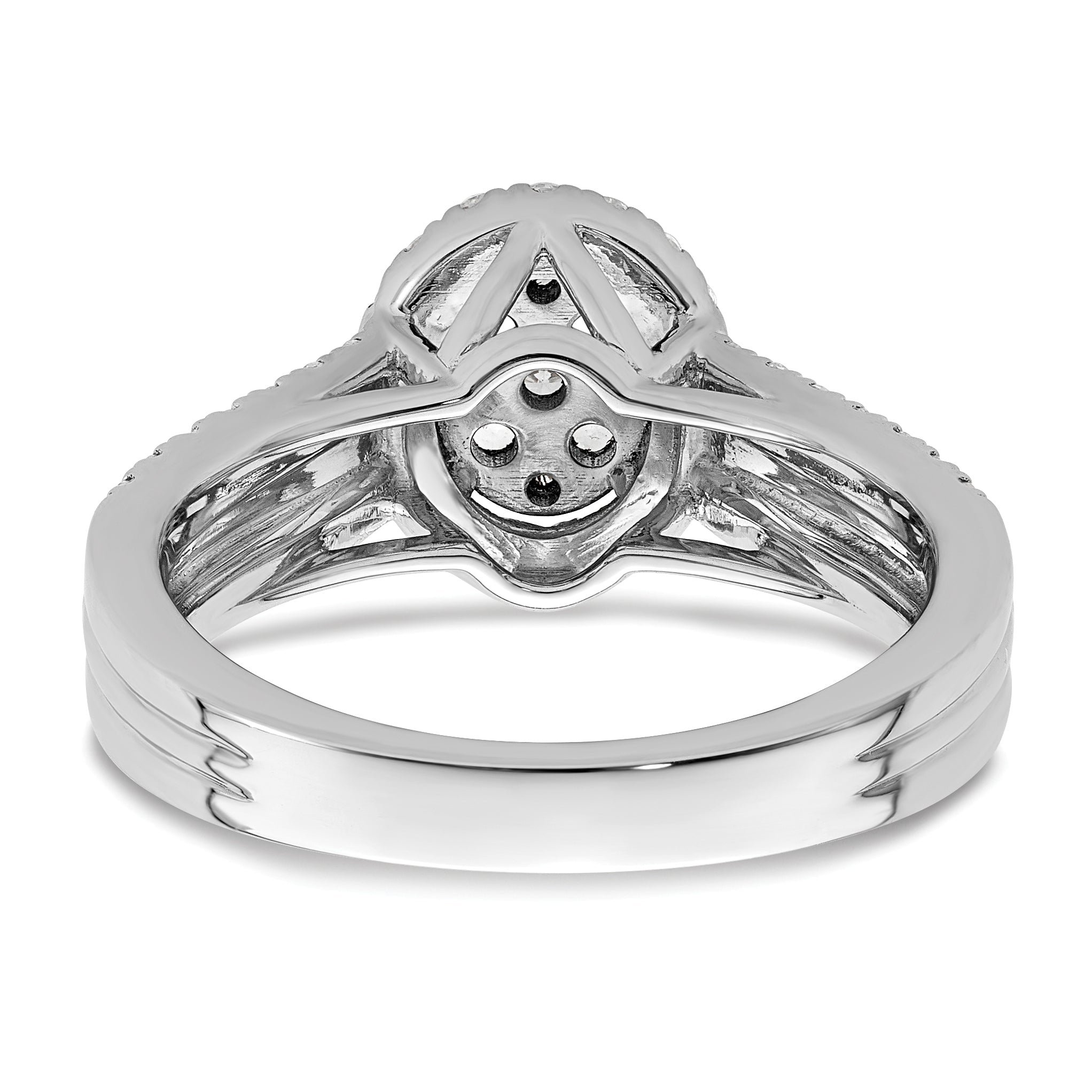 0.75ct. CZ Solid Real 14k White Complete Dia. Oval Halo Cluster Engagement Ring