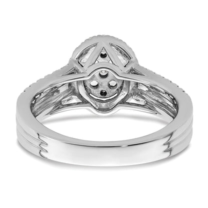 0.75ct. CZ Solid Real 14k White Complete Dia. Oval Halo Cluster Engagement Ring