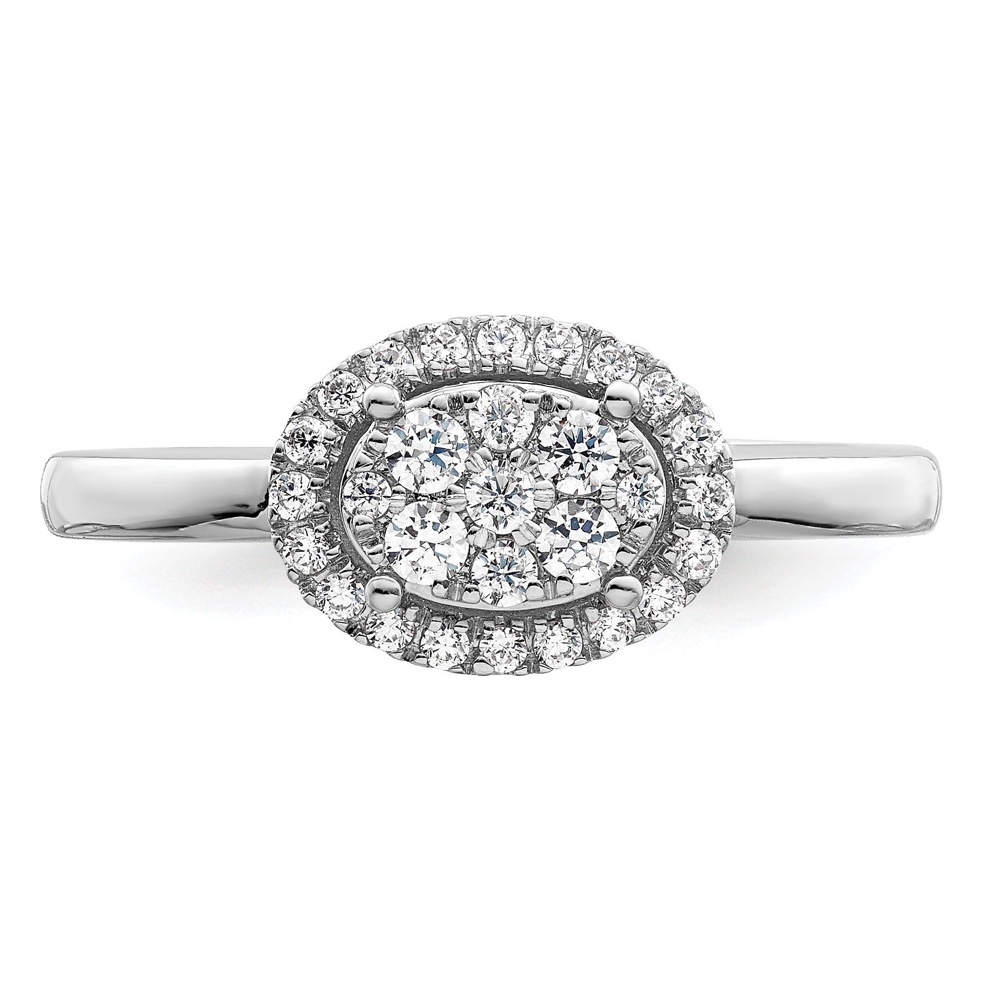 0.30ct. CZ Solid Real 14k White Complete Dia. Oval Halo Cluster Engagement Ring