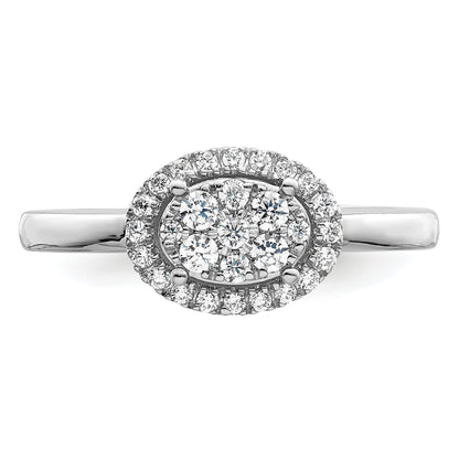 0.30ct. CZ Solid Real 14k White Complete Dia. Oval Halo Cluster Engagement Ring
