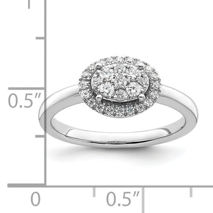 0.30ct. CZ Solid Real 14k White Complete Dia. Oval Halo Cluster Engagement Ring