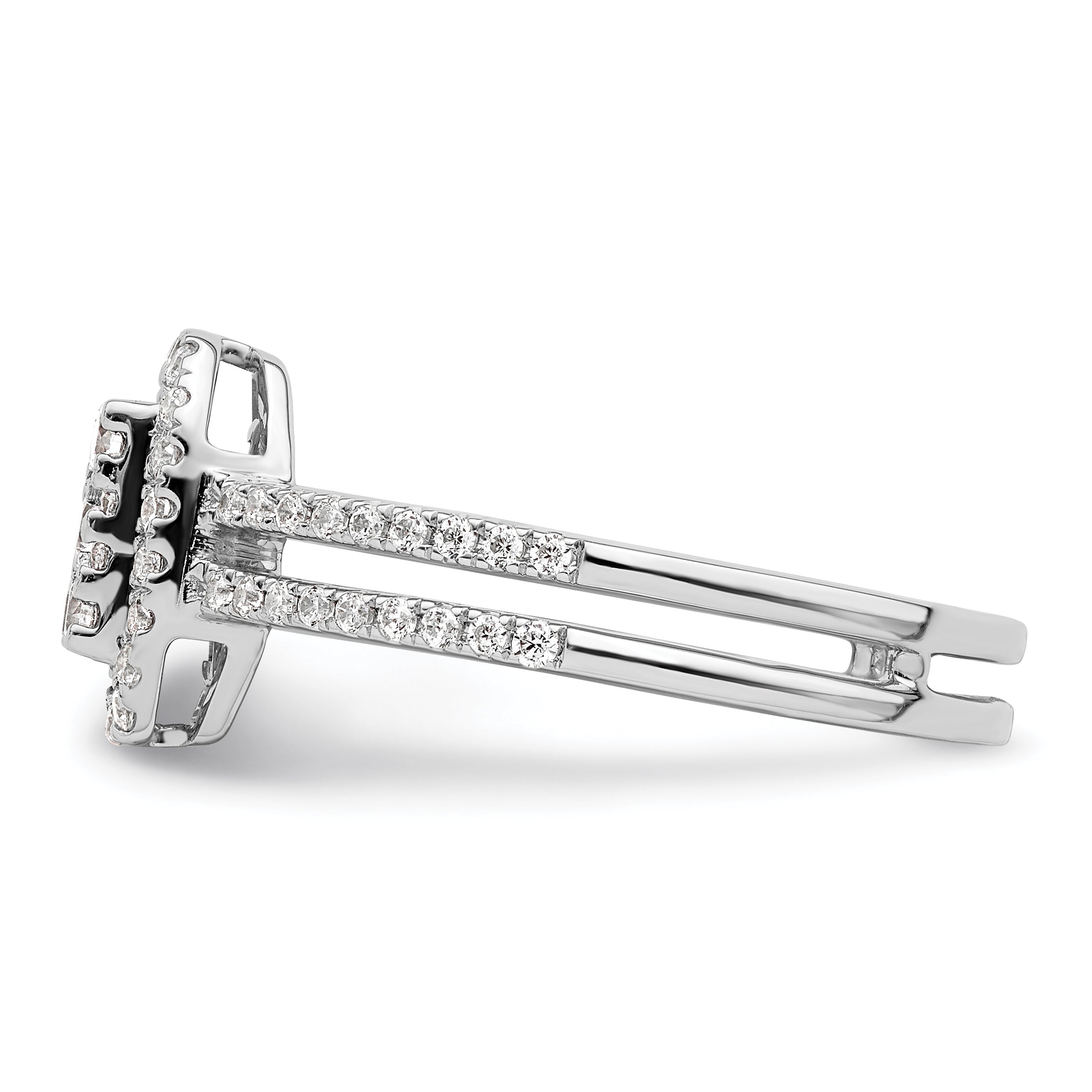 0.52ct. CZ Solid Real 14k White Complete Dia. Rectangle Halo Cluster Engagement Ring