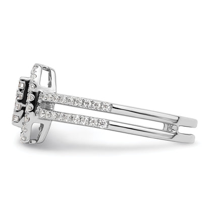 0.52ct. CZ Solid Real 14k White Complete Dia. Rectangle Halo Cluster Engagement Ring