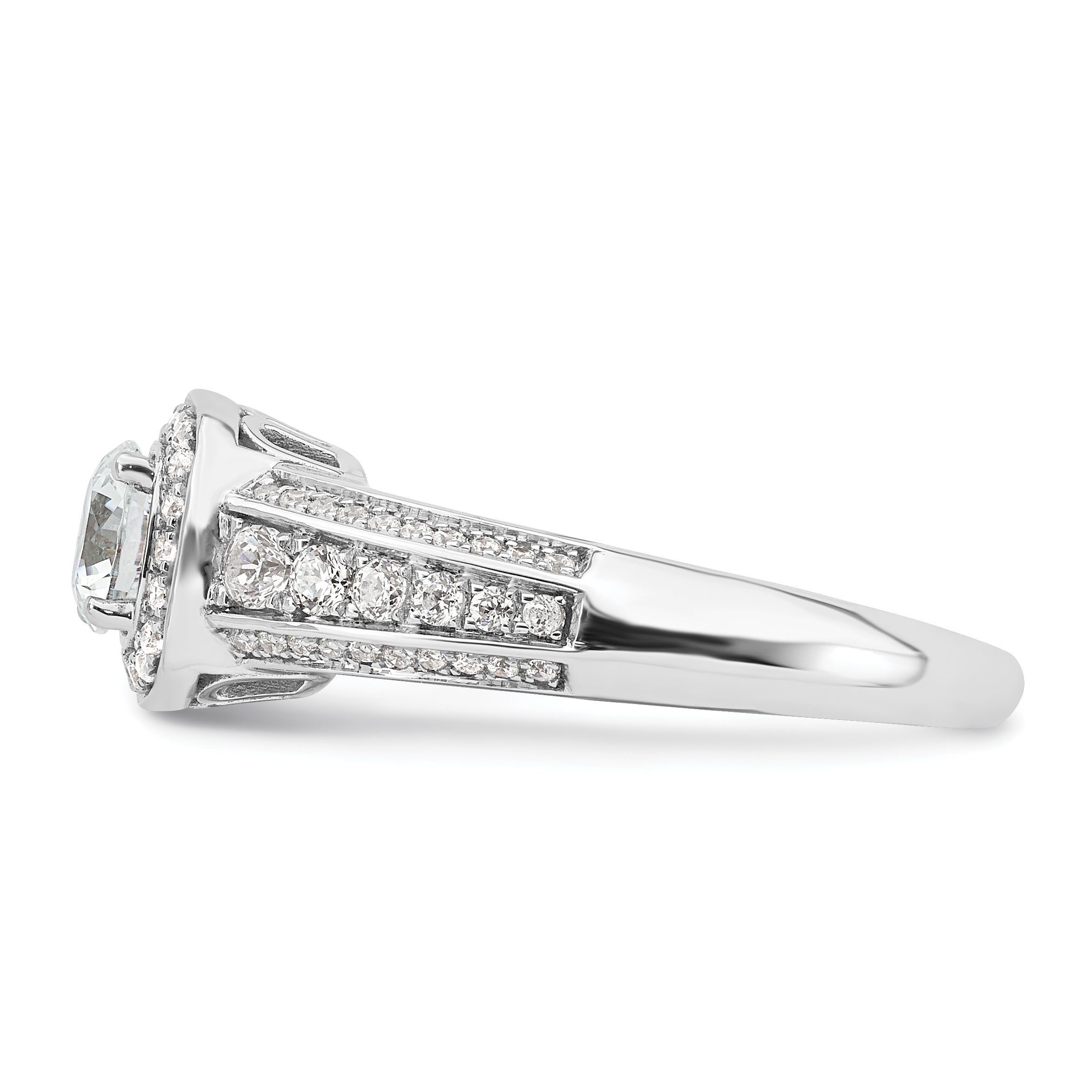 0.50ct. CZ Solid Real 14K White Gold  Halo Engagement Ring