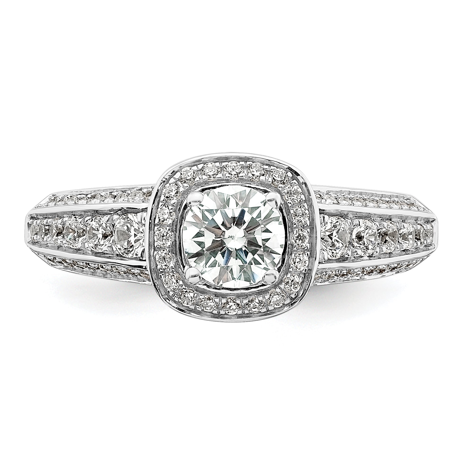 0.50ct. CZ Solid Real 14K White Gold  Halo Engagement Ring