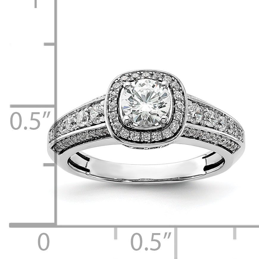 0.50ct. CZ Solid Real 14K White Gold  Halo Engagement Ring