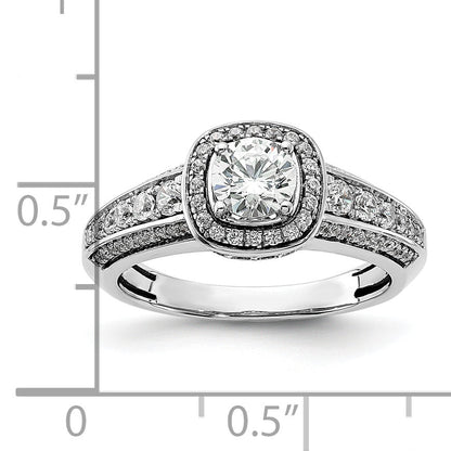 0.50ct. CZ Solid Real 14K White Gold  Halo Engagement Ring