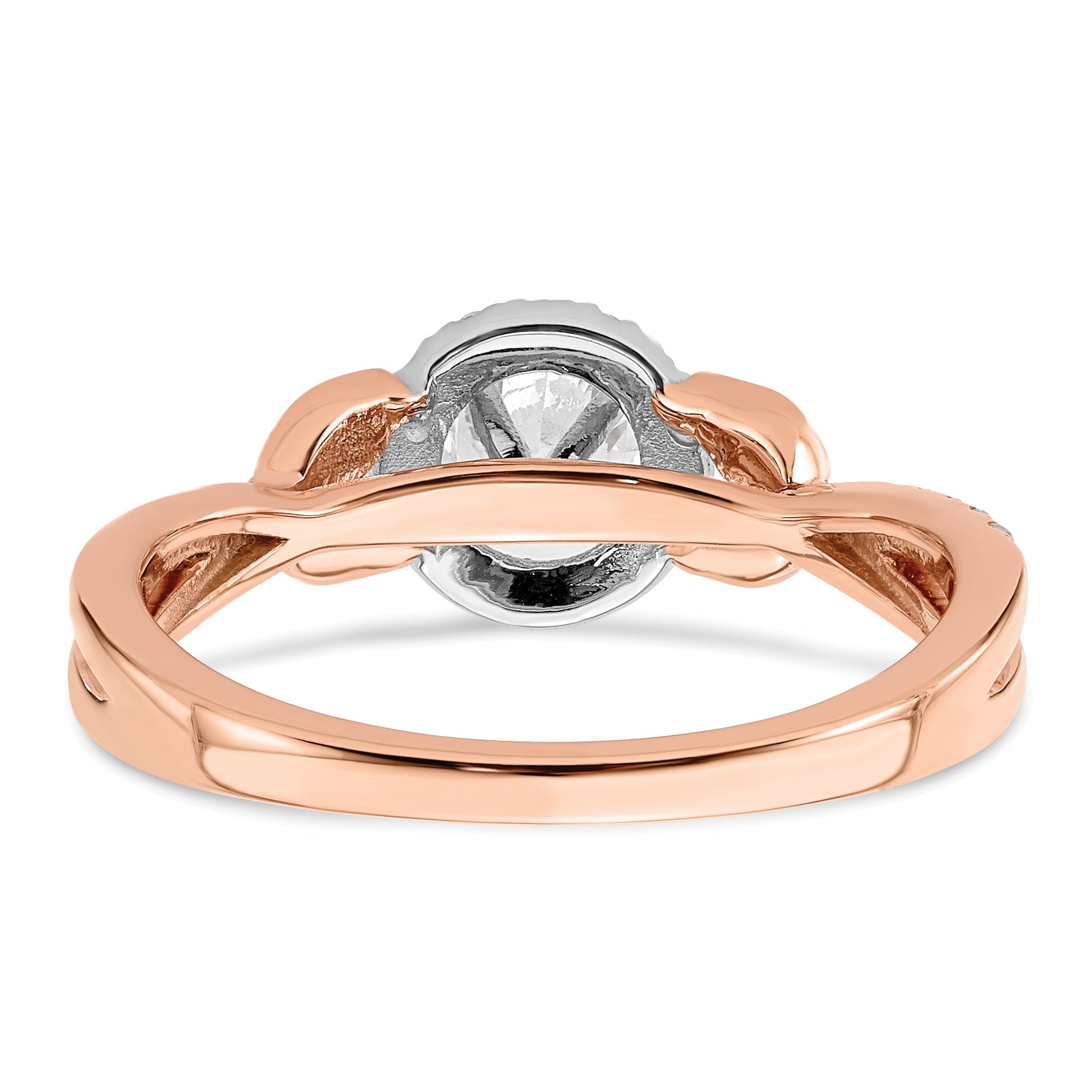 0.40ct. CZ Solid Real 14k White u0026 Rose Halo Complete Round Engagment Ring