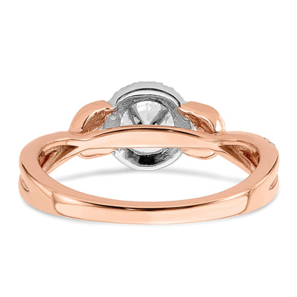 0.40ct. CZ Solid Real 14k White u0026 Rose Halo Complete Round Engagment Ring