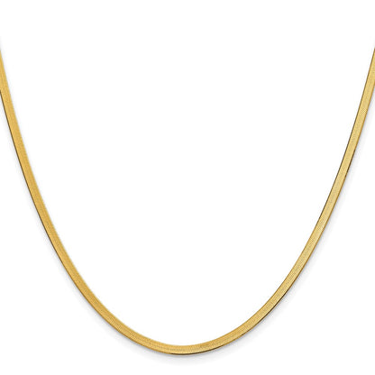 14K Yellow Gold 2.5mm Silky Herringbone Chain Necklace