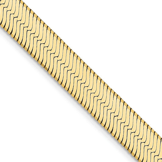 14K Yellow Gold 16 inch 6.5mm Silky Herringbone with Lobster Clasp Chain Necklace