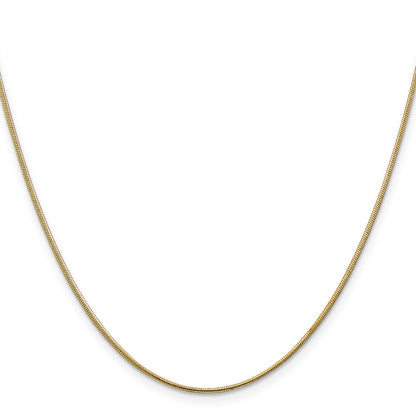 14K Yellow Gold 16 inch 1.1mm Round Snake with Lobster Clasp Chain Necklace