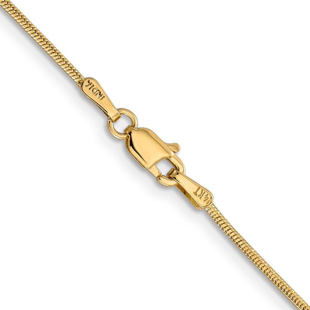 14K Yellow Gold 16 inch 1.1mm Round Snake with Lobster Clasp Chain Necklace