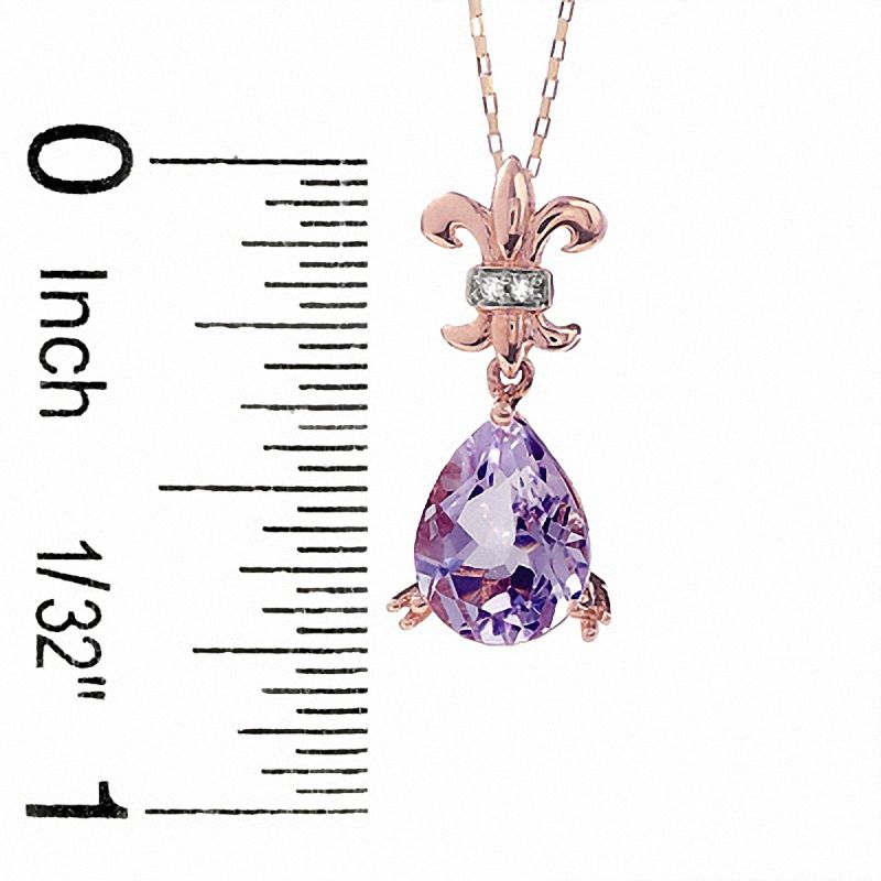 Pear-Shaped Rose de France Amethyst Pendant with Natural Diamond Accents in 10K Rose Gold