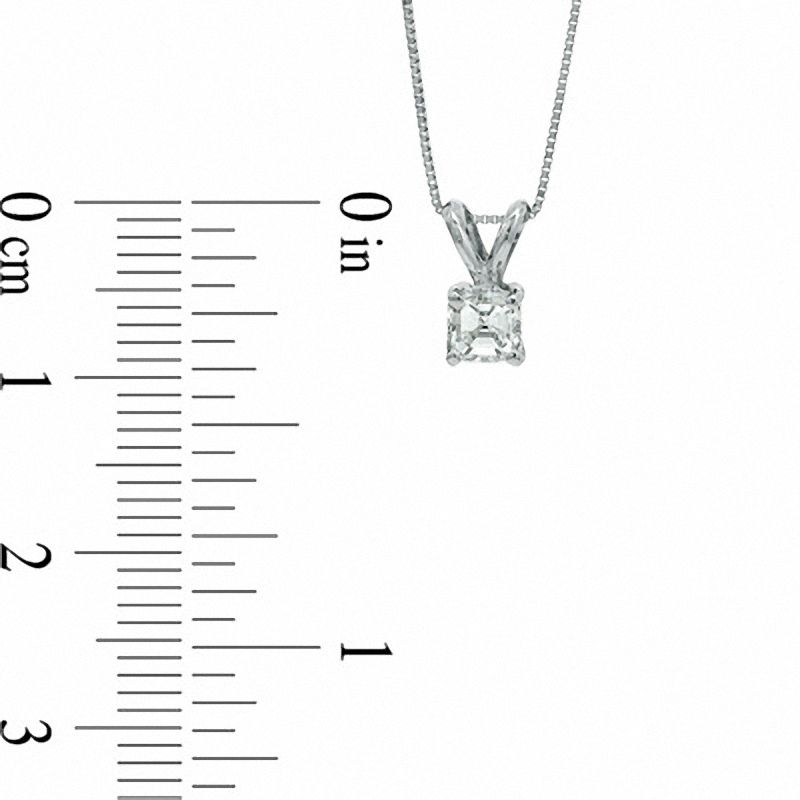0.25 CT. Certified Asscher-Cut Natural Clarity Enhanced Solitaire Pendant in 18K White Gold (I/VS2)