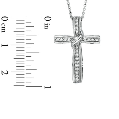 0.13 CT. T.W. Natural Diamond Cross Pendant in Sterling Silver