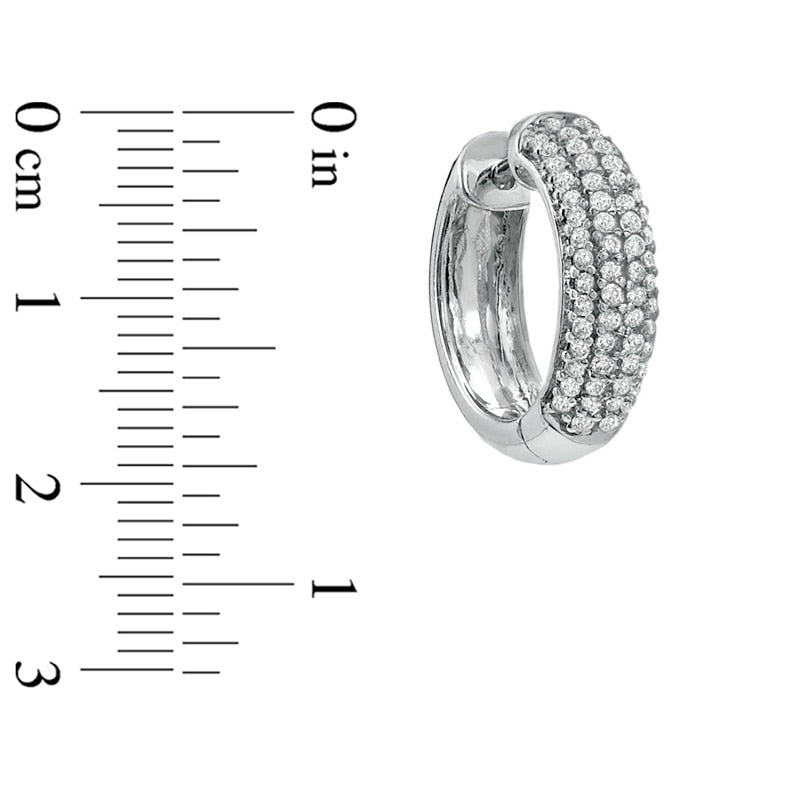 0.75 CT. T.W. Diamond Multi-Row Huggie Earrings in 10K White Gold