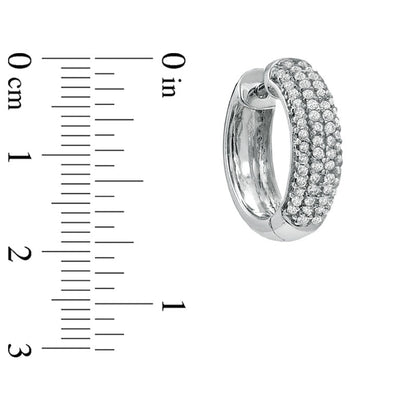 0.75 CT. T.W. Diamond Multi-Row Huggie Earrings in 10K White Gold