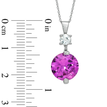10.0mm Lab-Created Pink Sapphire and White Topaz Pendant in 10K White Gold