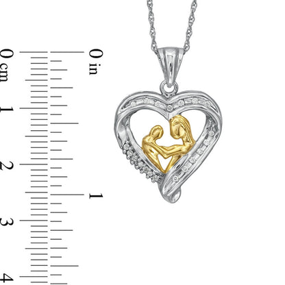 0.1 CT. T.W. Natural Diamond Motherly Love Heart Pendant in Sterling Silver with 14K Gold Plate