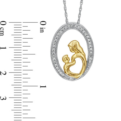 0.07 CT. T.W. Natural Diamond Motherly Love Oval Pendant in Sterling Silver with 14K Gold Plate