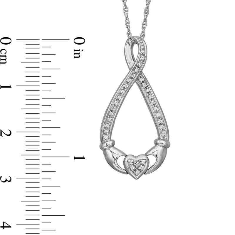 0.05 CT. T.W. Natural Diamond Claddagh Infinity Pendant in Sterling Silver