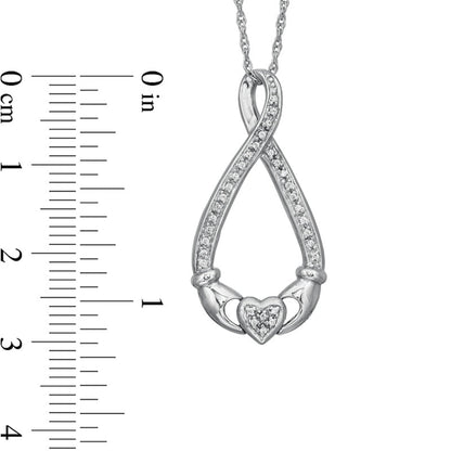 0.05 CT. T.W. Natural Diamond Claddagh Infinity Pendant in Sterling Silver