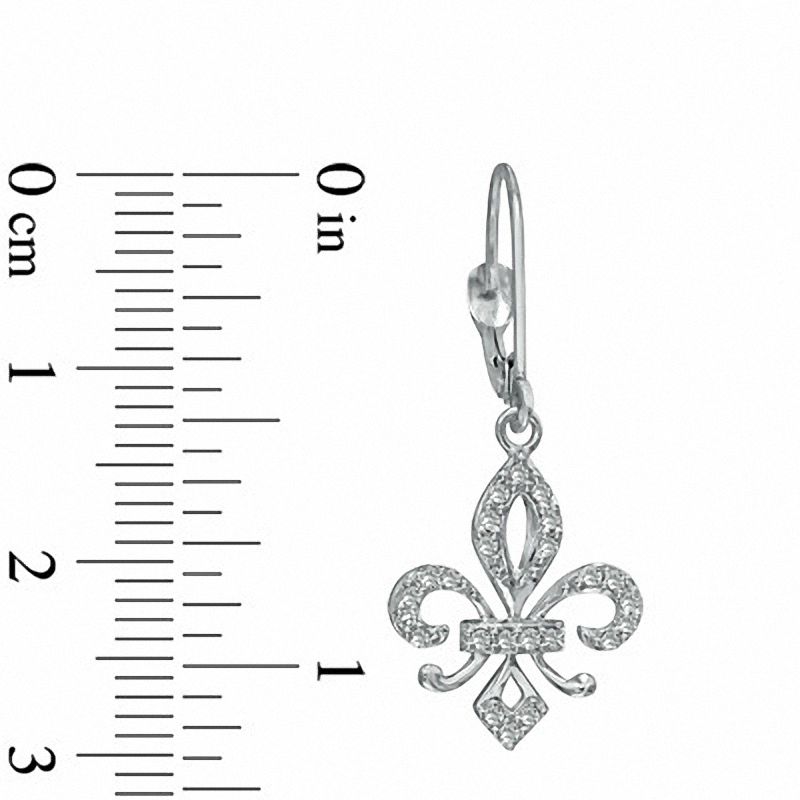 0.25 CT. T.W. Diamond Fleur-de-Lis Drop Earrings in 10K White Gold