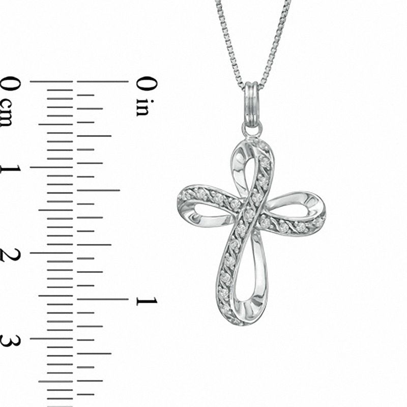 0.13 CT. T.W. Natural Diamond Looped Cross Pendant in Sterling Silver