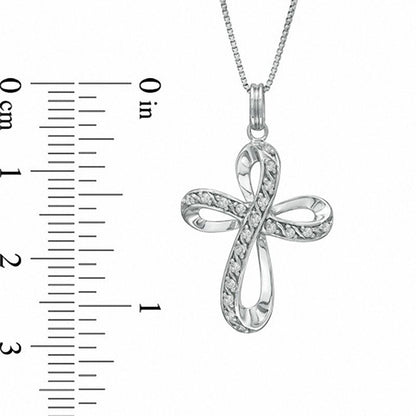 0.13 CT. T.W. Natural Diamond Looped Cross Pendant in Sterling Silver