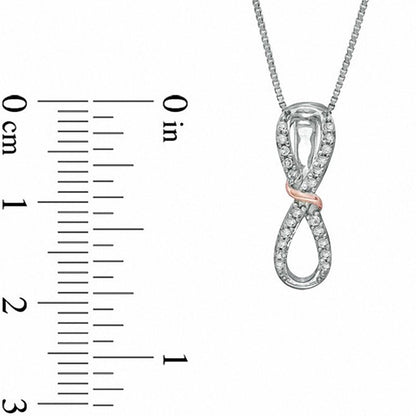0.1 CT. T.W. Natural Diamond Infinity Loop Pendant in Sterling Silver and 14K Rose Gold Plate
