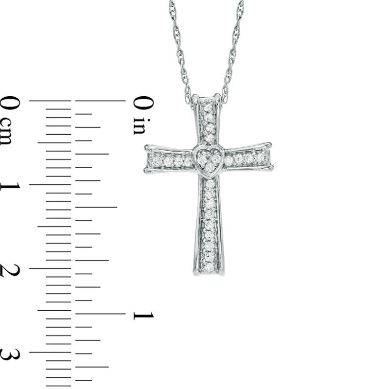 0.1 CT. T.W. Natural Diamond Cross Pendant in Sterling Silver