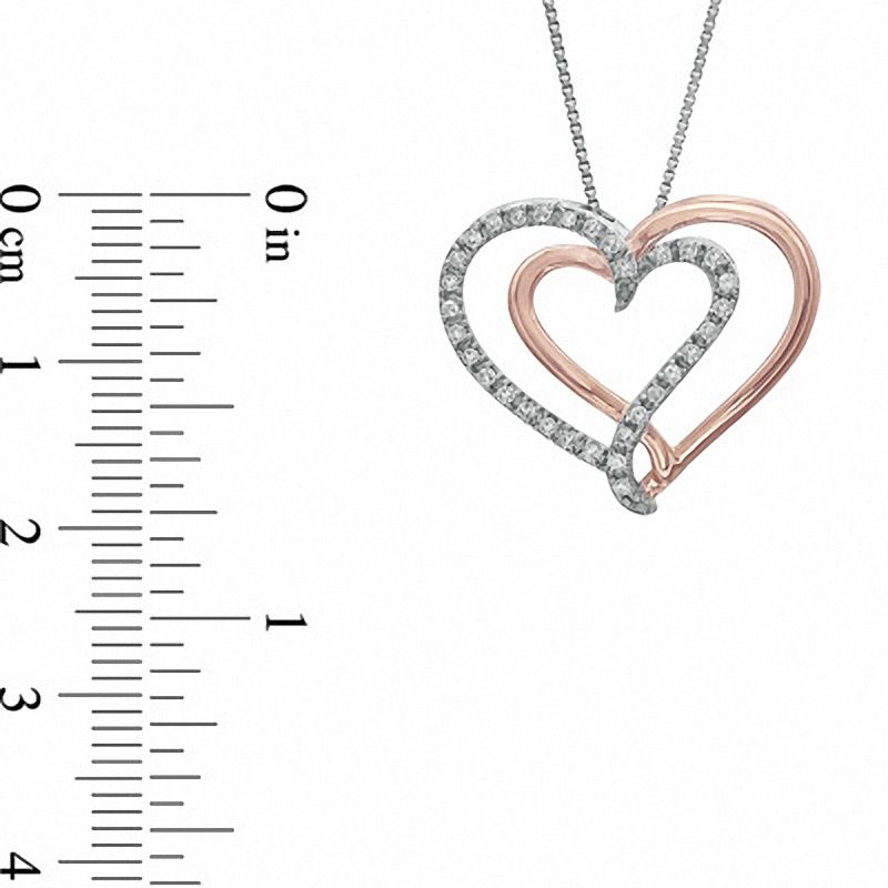 0.25 CT. T.W. Natural Diamond Criss-Cross Heart Pendant in Sterling Silver and 14K Rose Gold Plate