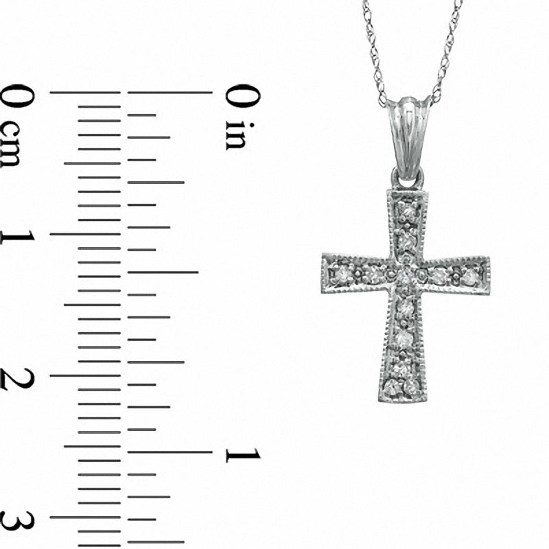 0.1 CT. T.W. Natural Diamond Cross Pendant in 10K White Gold